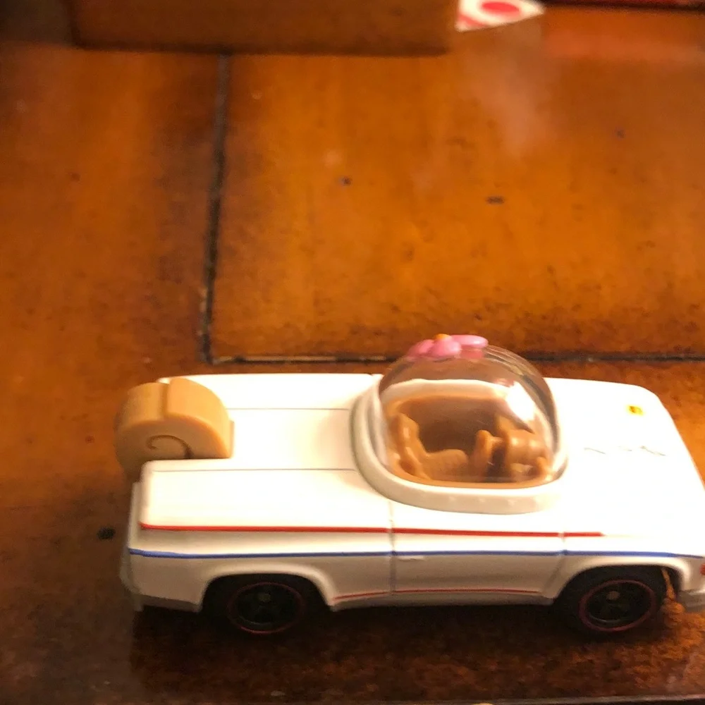 White Mini Convertible Toy Car with Translucent Amber Canopy